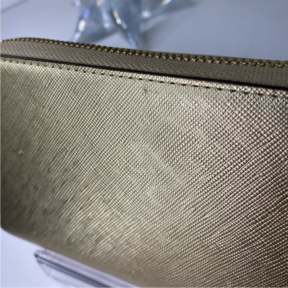 Kate Spade Storybook lining Gold Metallic Wristlet Wallet EUC - Picture 9 of 16